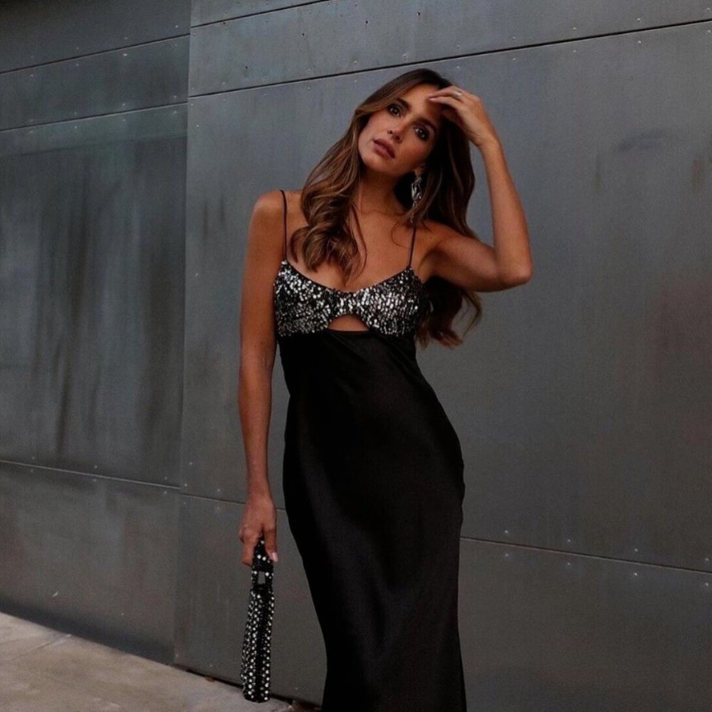 Zara satin effect sequin dress